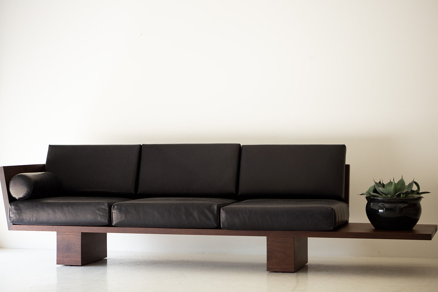 Modern Walnut Leather Sofa - The Suelo - 3022