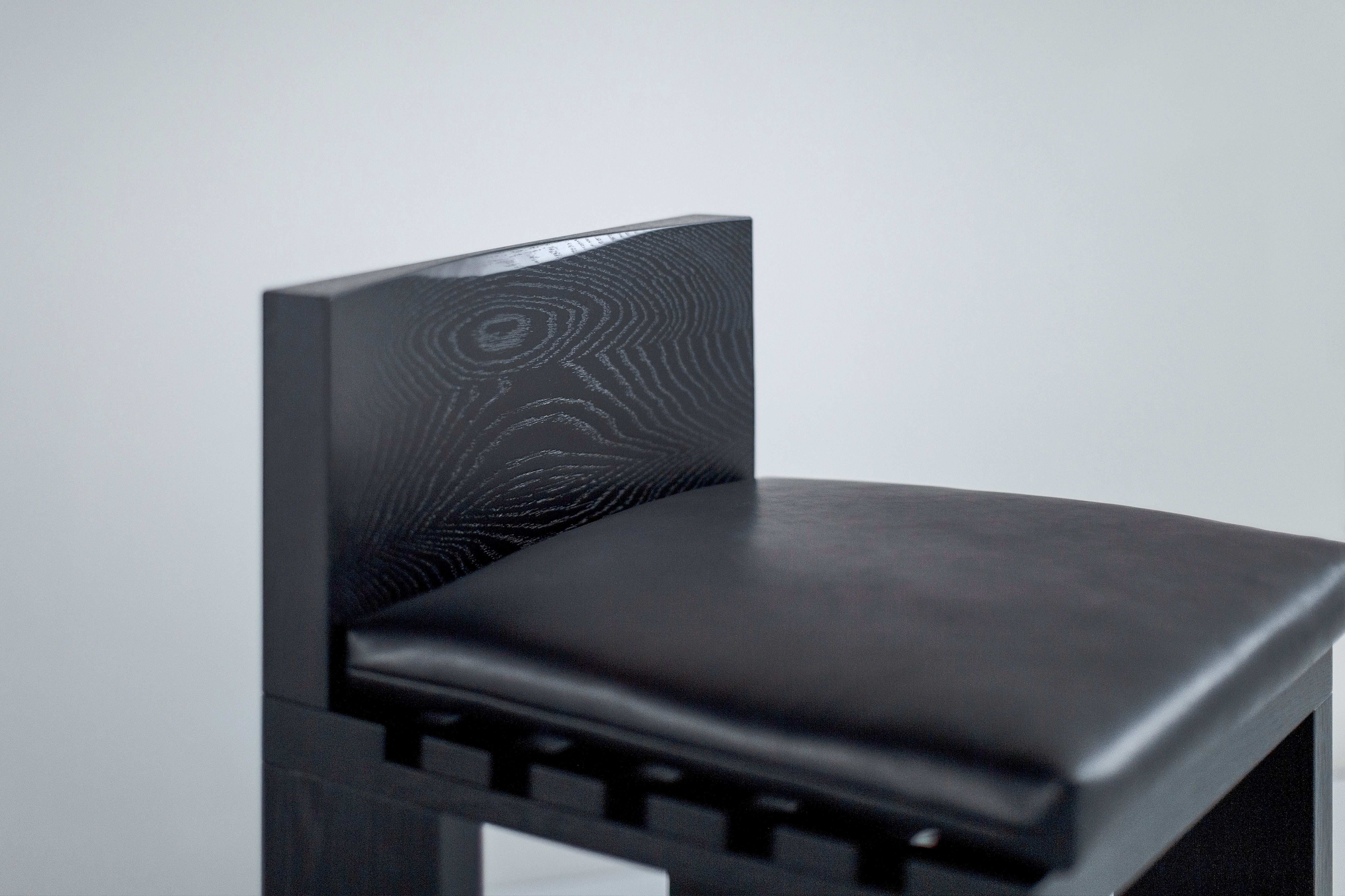 Black Chile Counter Stool in Black Leather - 0526