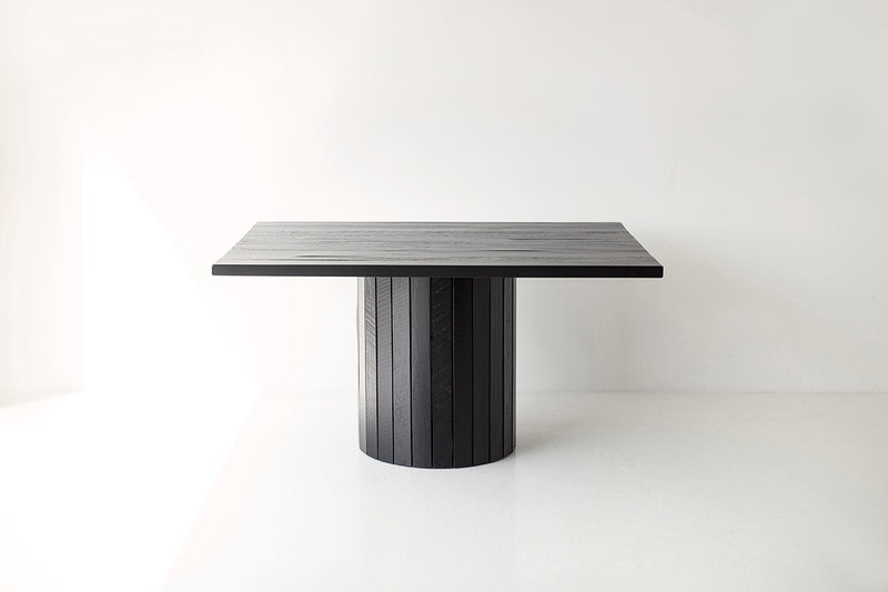 Overhead view of a Bellhop dining table showing the rectangular tabletop