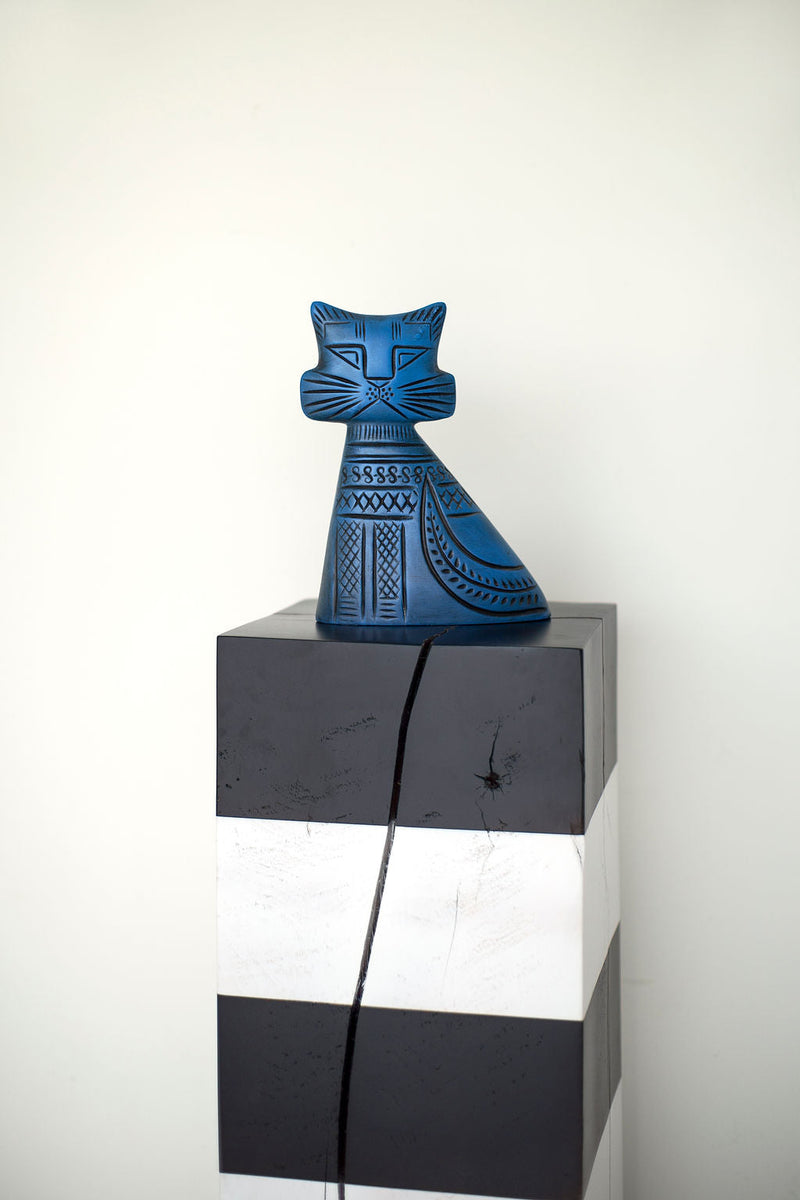 Black and white striped maple art pedestal, 30" x 12" x 12" - photo 4