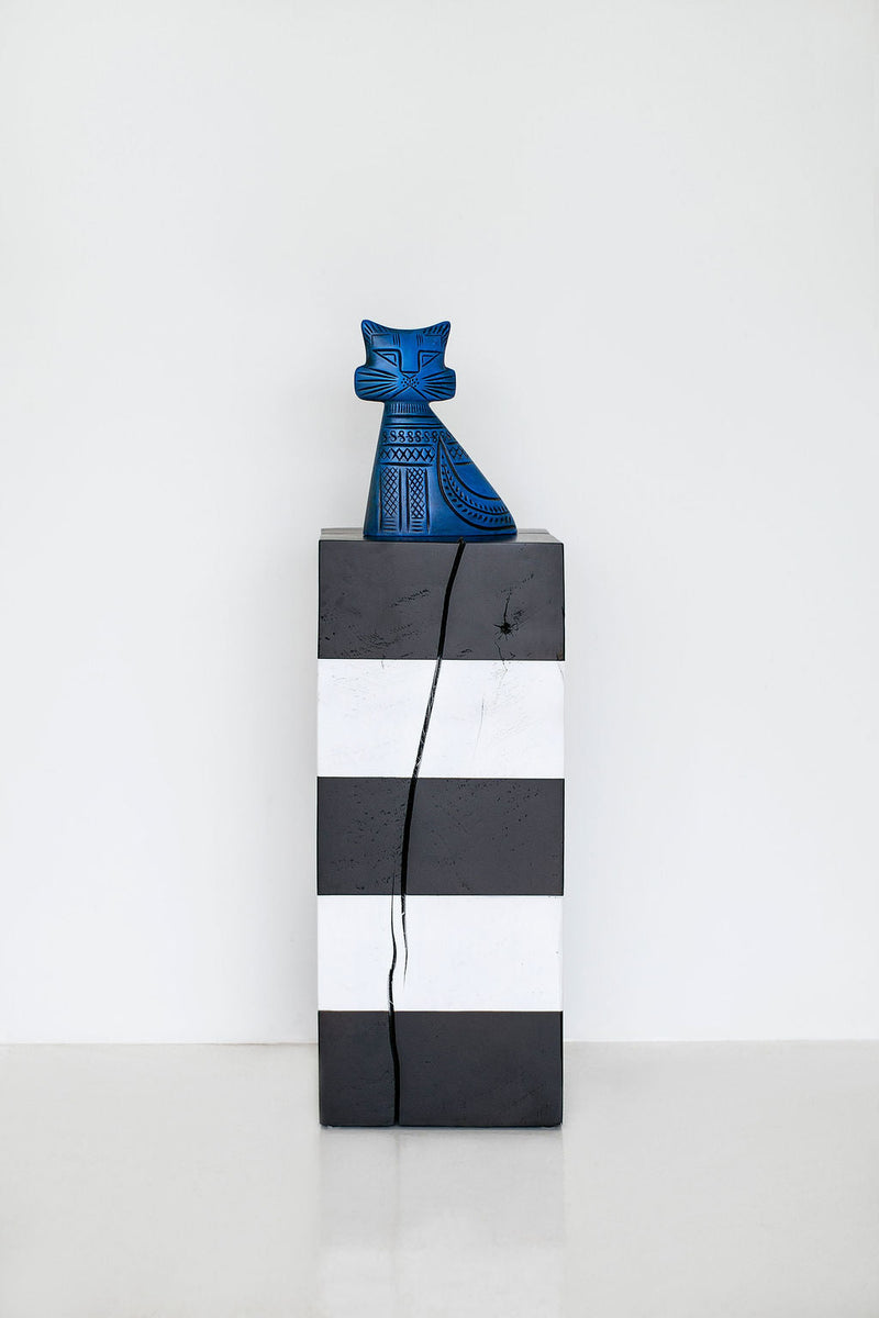 Black and white striped maple art pedestal, 30" x 12" x 12" - photo 6