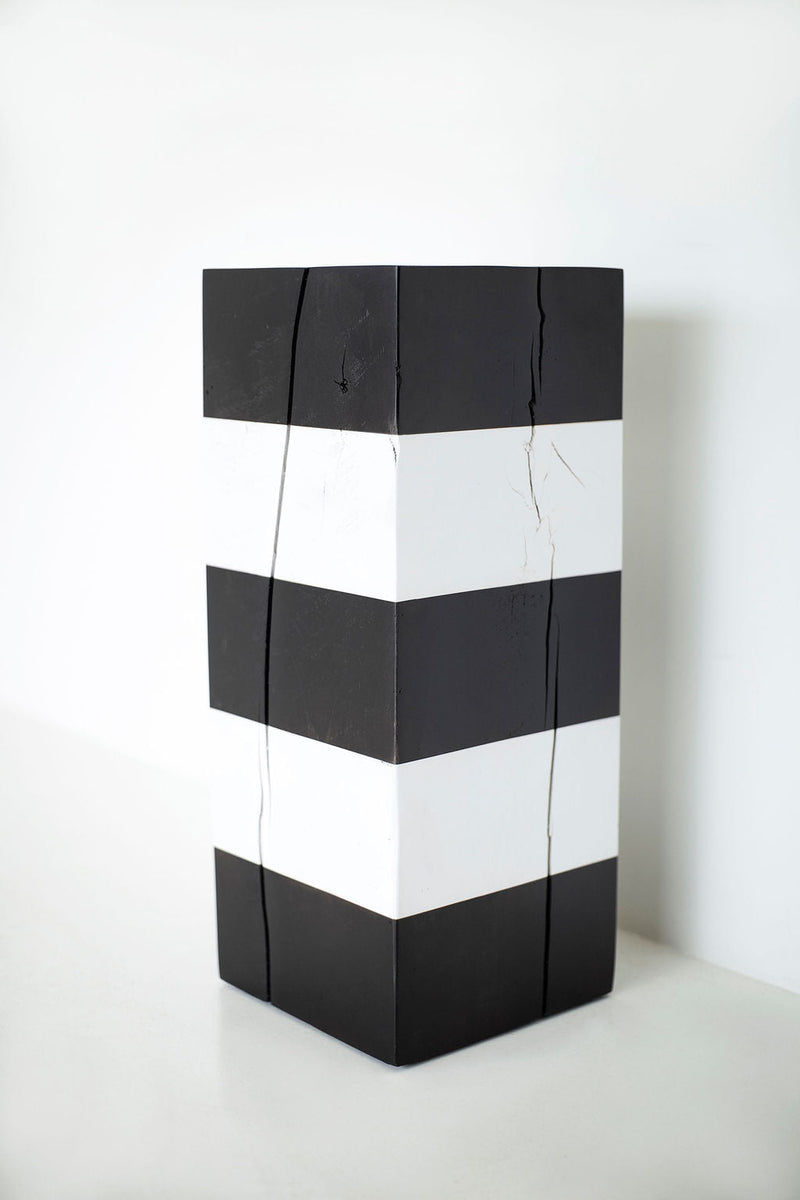 Black and white striped maple art pedestal, 30" x 12" x 12" - photo 8