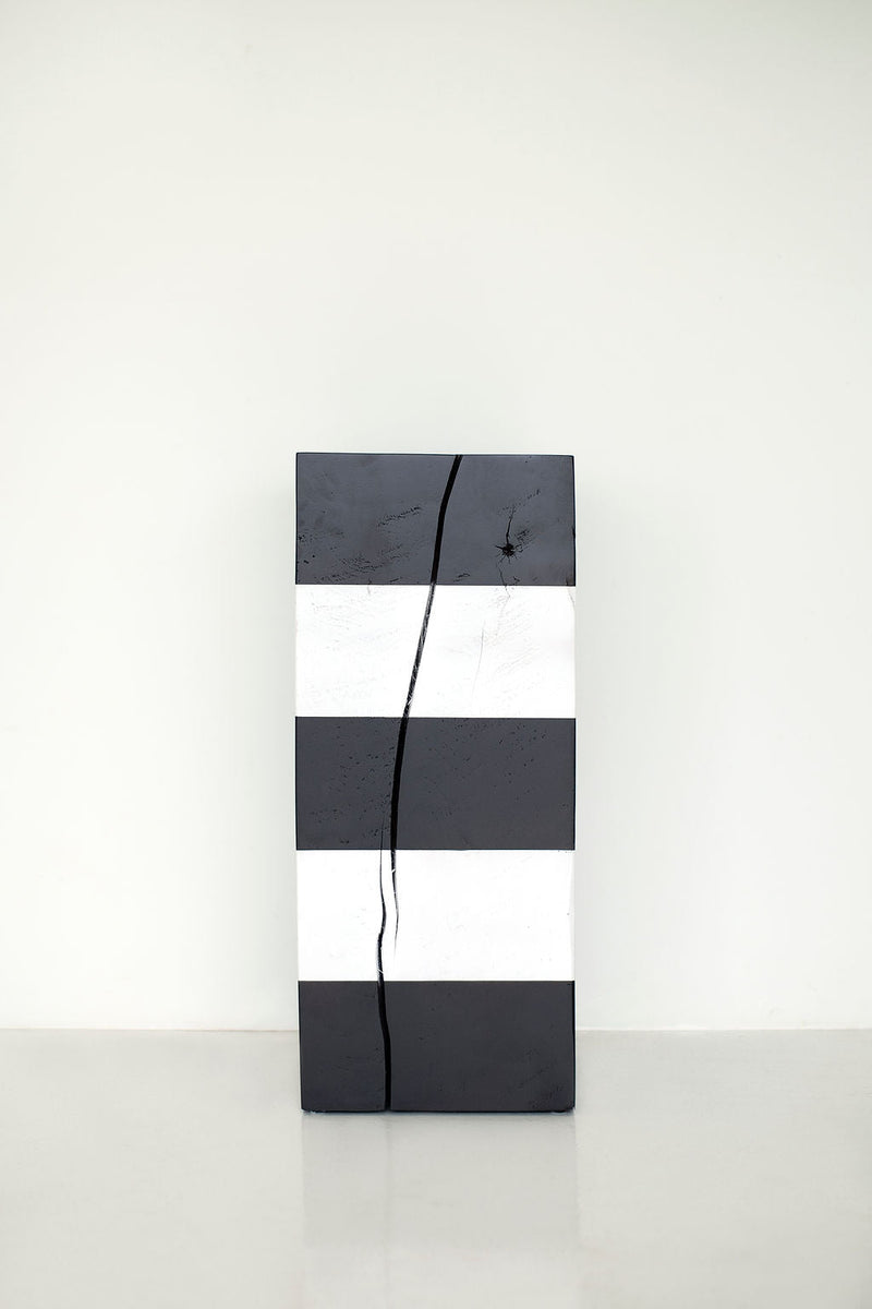 Black and white striped maple art pedestal, 30" x 12" x 12" - photo 10
