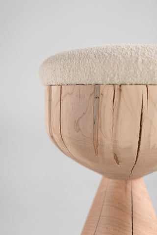 Top view of the bouclé seat
