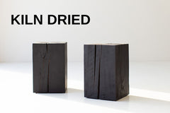 Burnt shou sugi ban side table in charred maple, front view