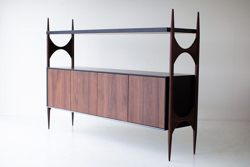 Modern luxury walnut Cambre credenza by Craft Associates®, front view