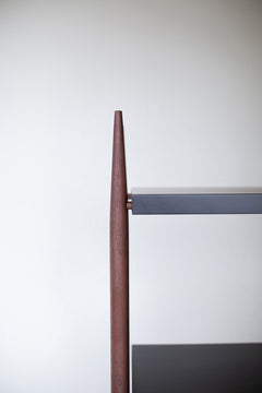 Detail of the solid walnut door fronts on the modern luxury Cambre credenza