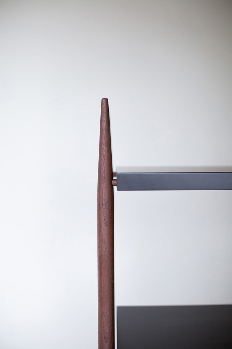 Detail of the solid walnut door fronts on the modern luxury Cambre credenza