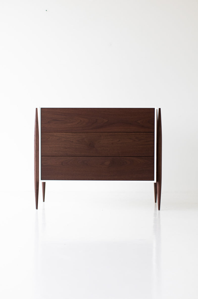 Craft Associates Cambre dresser showing walnut door fronts