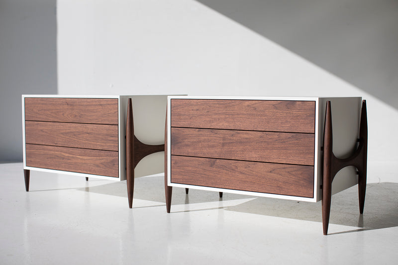 Craft Associates Cambre nightstand in solid walnut and maple
