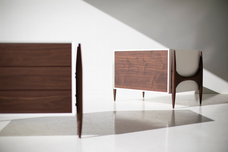 Open drawer detail on the Cambre modern nightstand