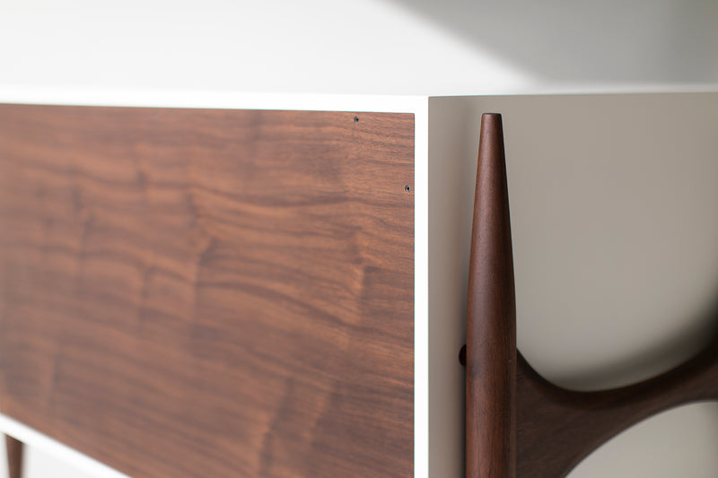 Cambre walnut nightstand styled with modern decor