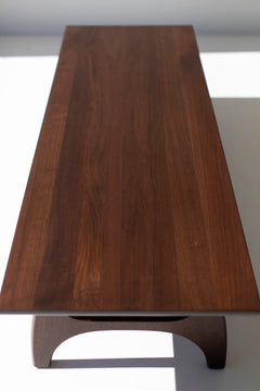 Side profile of the Canadian modern walnut coffee table