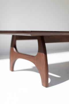 Modern luxury Canadian walnut coffee table styled in a living room