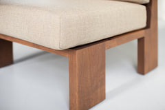 Overhead view of a greywash lounge chair seat cushion
