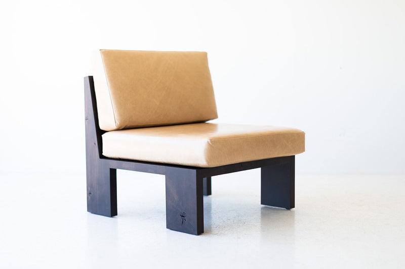 Modern luxury solid wood lounge chair, the Chile side chair, front view