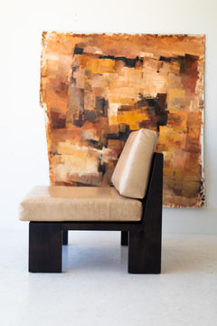 Close-up of the walnut finish on the chair frame