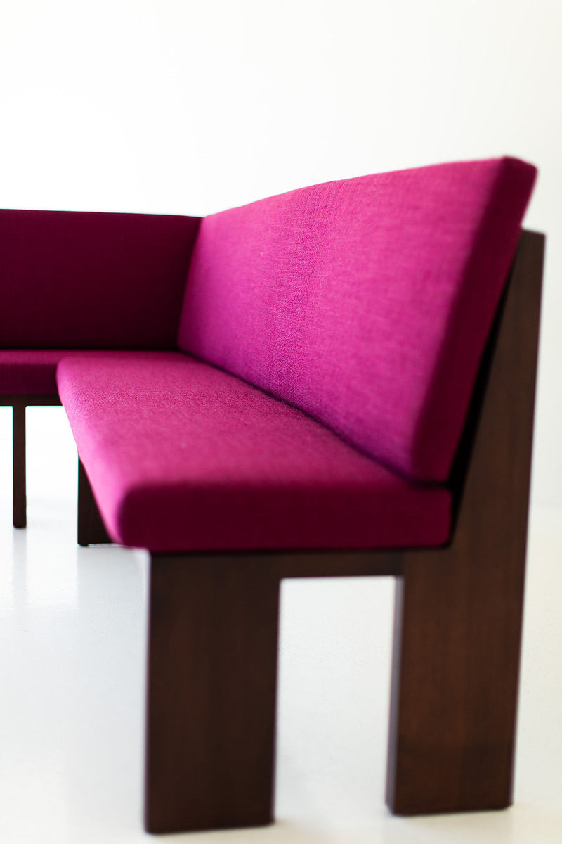 Side angle of the Chile banquette showing the corner seating shape