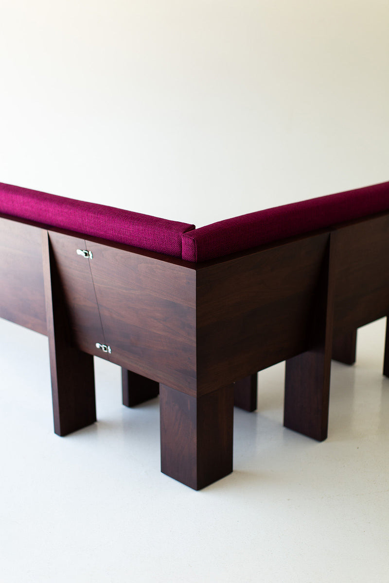 Detail of the walnut grain and joinery on the frame