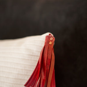 Christmas Pillow Corduroy Leather Tassels Image 02