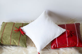 Christmas Pillow Corduroy Leather Tassels Image 03