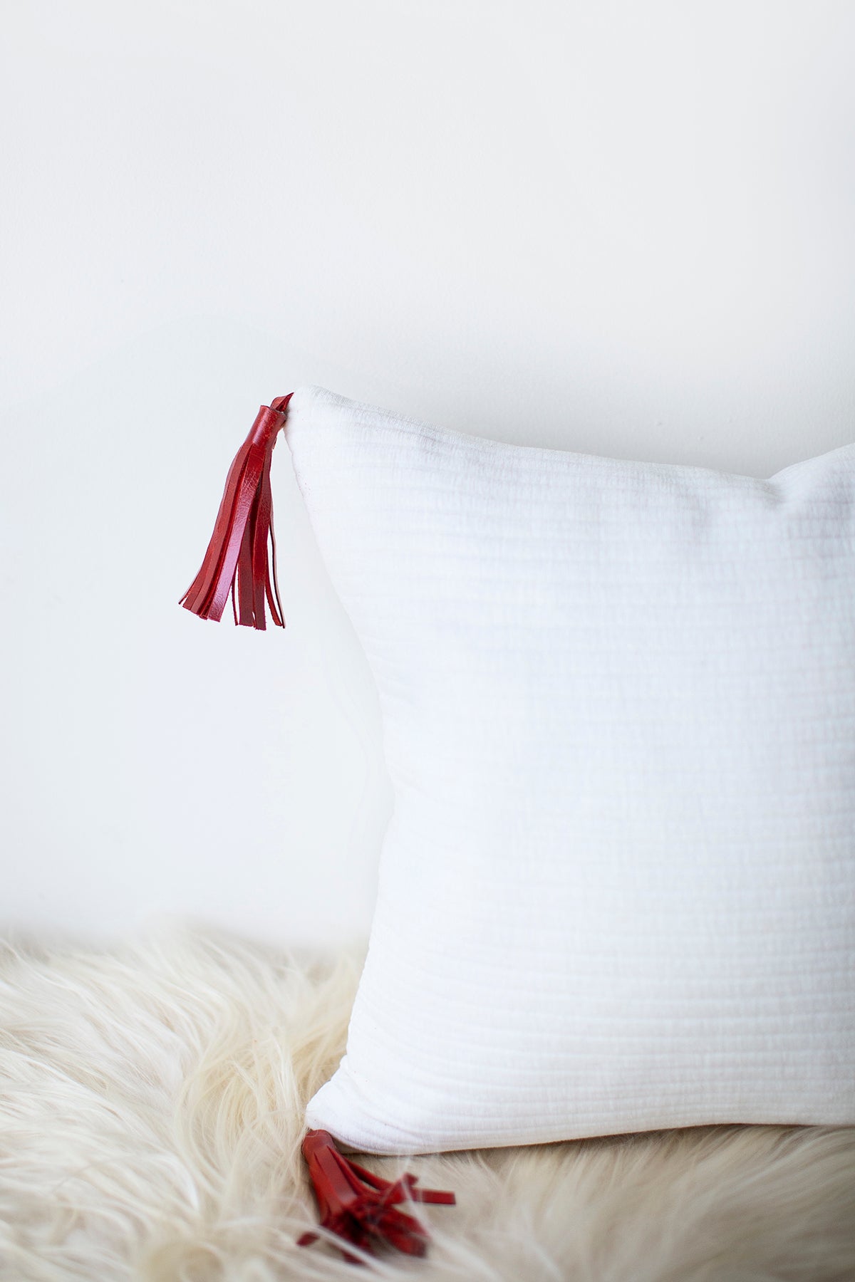 Christmas Pillow - Corduroy and Leather Tassels for Bertu Home- 0625