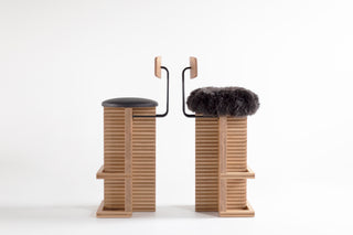Cicely Bar Stool Backrest White Oak Sheepskin, image 2