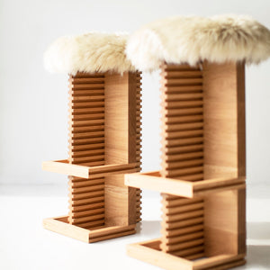 Cicely Bar Stools in White Oak and Sheepskin Image 05