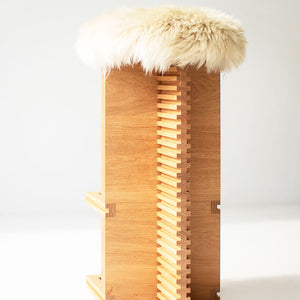Cicely Bar Stools in White Oak and Sheepskin Image 07