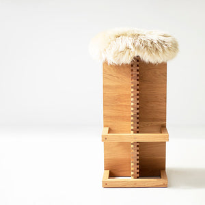 Cicely Bar Stools in White Oak and Sheepskin Image 09