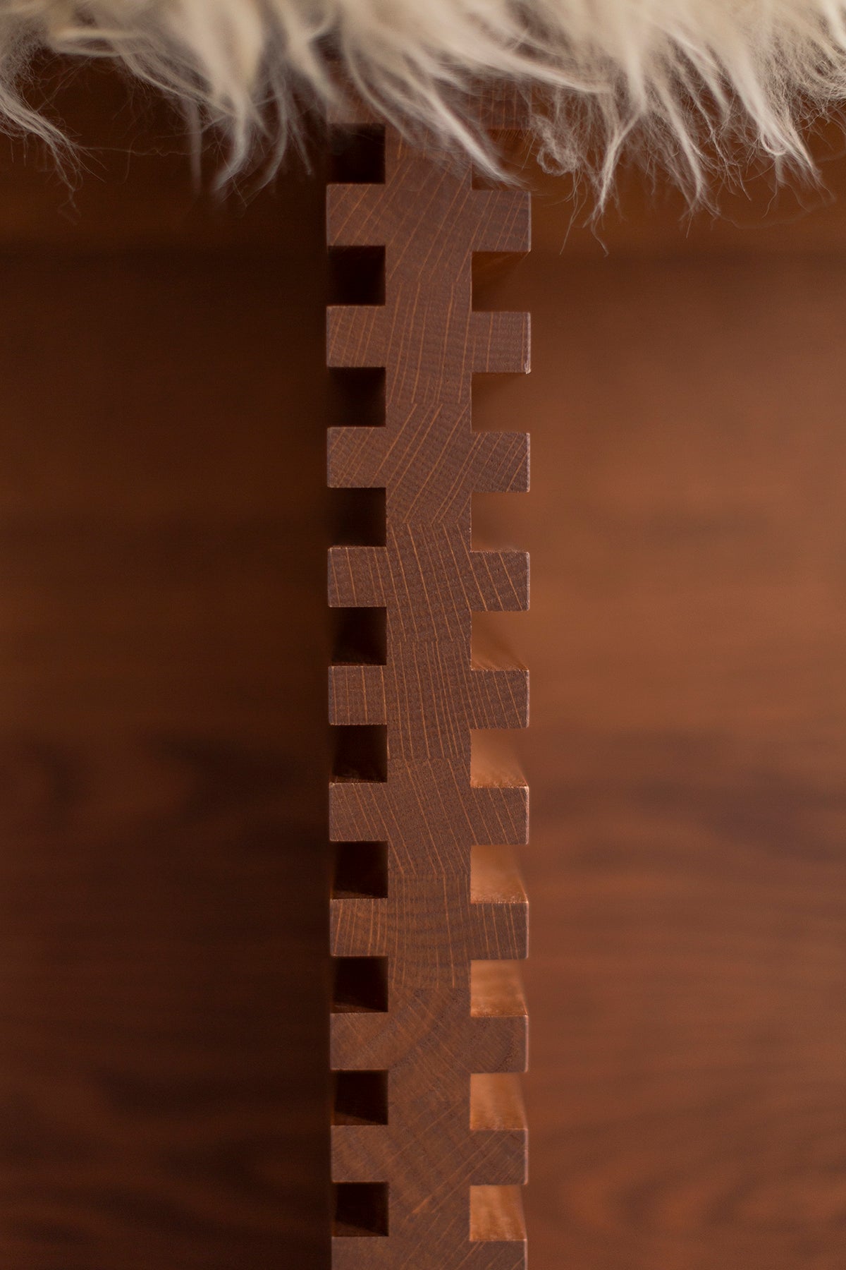 Cicely Counter Stool in Caramel Sheepskin — Modern Luxury White Oak Stool
