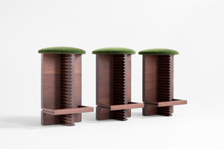 Cicely Counter Stools Walnut Green Mohair, image 1