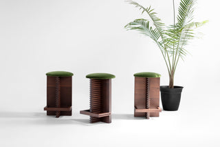 Cicely Counter Stools Walnut Green Mohair, image 3