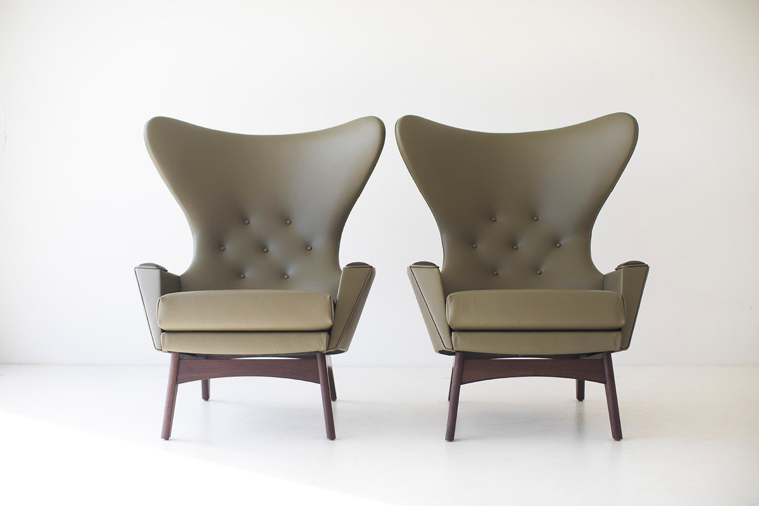 Craft Associates® Large Wing Chair 1407 — Modern Luxury Walnut Wing Chair