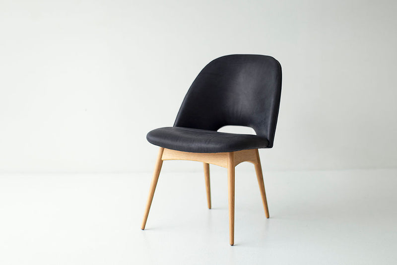 Handcrafted oak and leather executive side chair