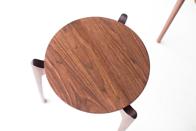 Side profile of the modern walnut stacking tables