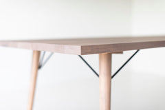 Close-up of the weathered grey-wash finish on the tabletop