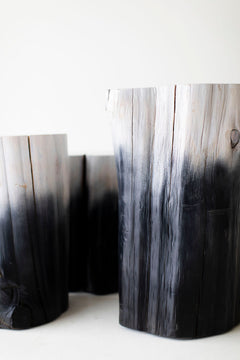 Drift finish red cedar stumps up close