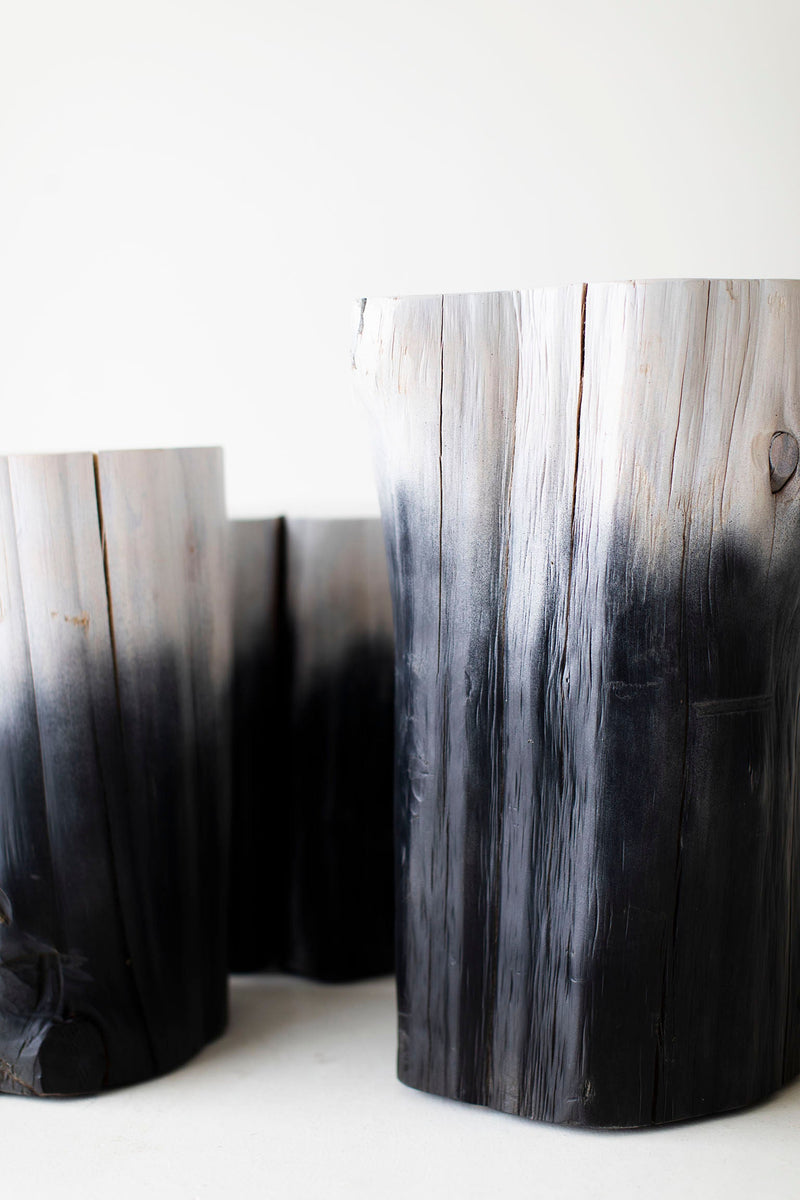 Drift finish red cedar stumps up close