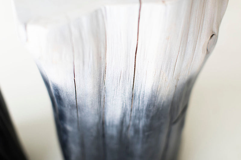 Close-up of the drift finish on a red cedar stump