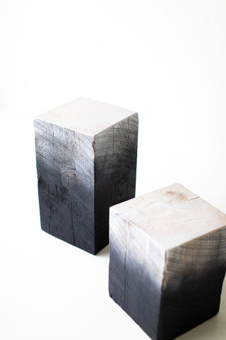 Drift finish maple stumps shown at an angle