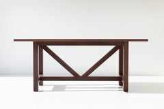 Modern luxury walnut farm table, side profile