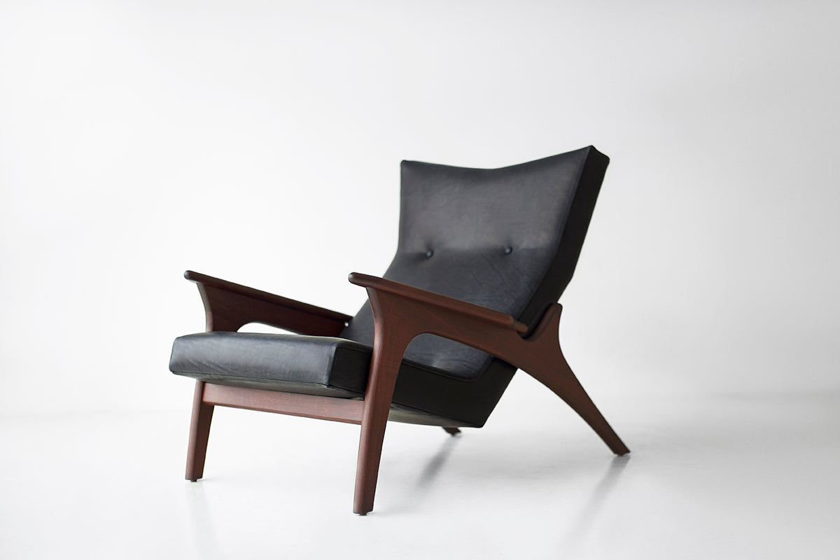 Frank Modern Leather Lounge Chair in Walnut - 1521 - 10