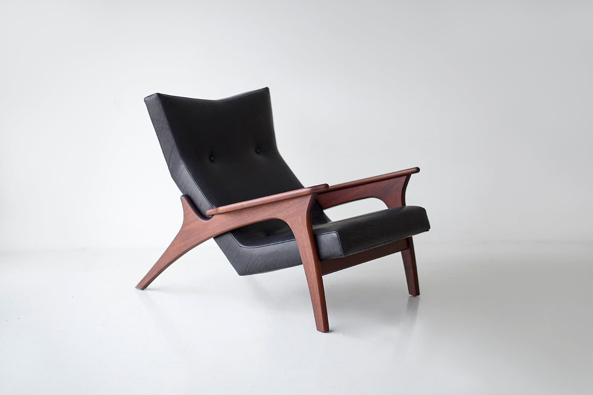 Frank Modern Leather Lounge Chair in Walnut - 1521 - 5