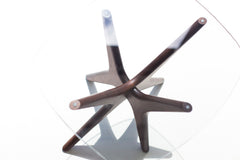 Jax side table styled next to a mid-century modern sofa