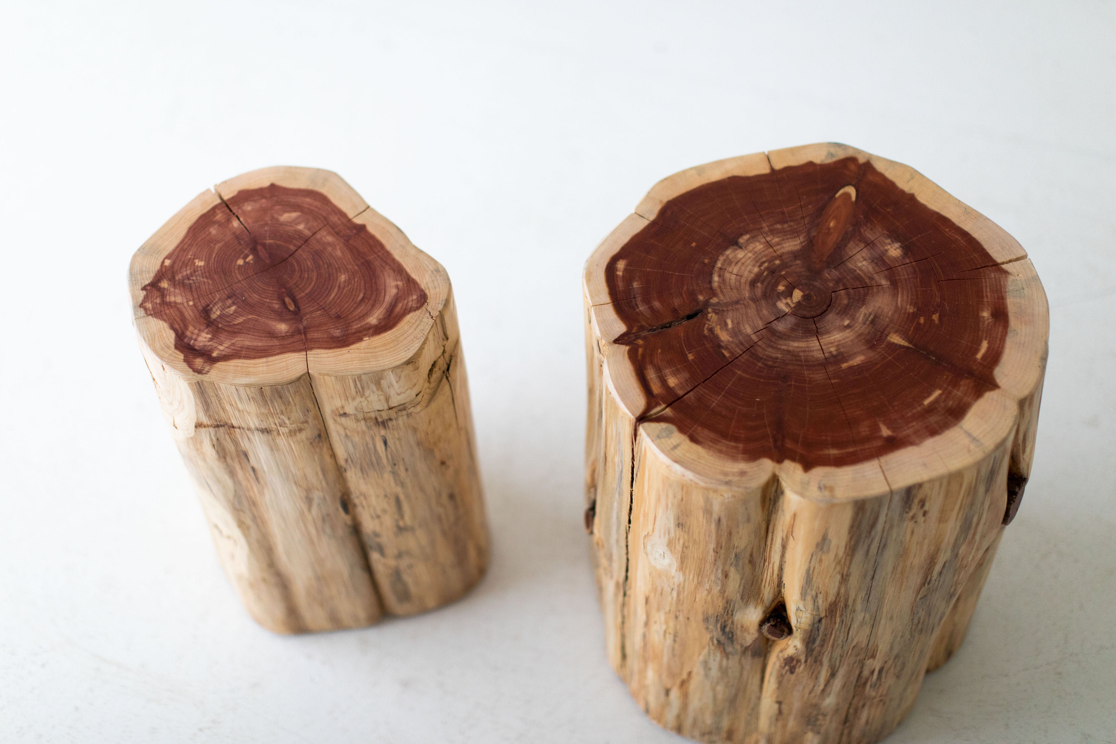 Modern Wood Stump Side Table & Nightstand – Black, Whitewash & Natural