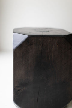 Close-up of the natural wood grain and cracking on the Dublin side table
