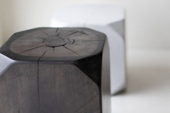Dublin side table styled beside a sofa in a living room