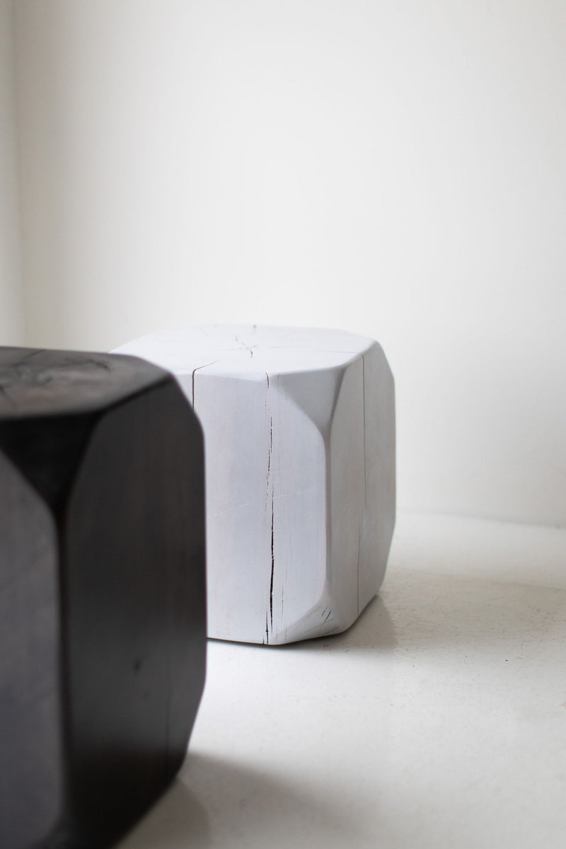 Detail shot of the bark edge and grain on the Dublin side table