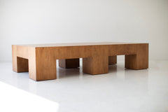 Organic modern white oak coffee table, large and low, front view